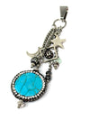 Turquoise Pendant Necklace Pave - Handmade Jewelry #6984D