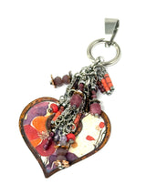 Heart Pendant Floral Copper Enamel - Handmade Beaded Necklace #7043D