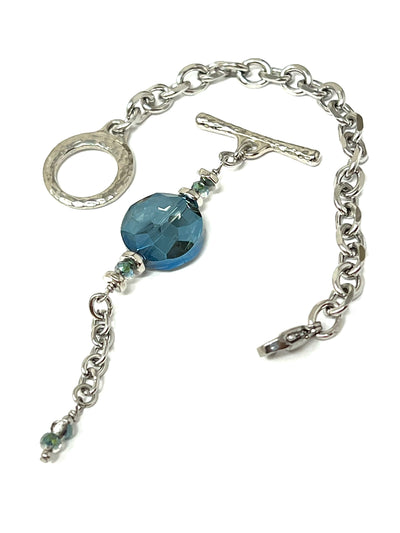 Blue Austrian Faceted Crystal Beaded Bracelet Interchangeable Bracelet #3404BC
