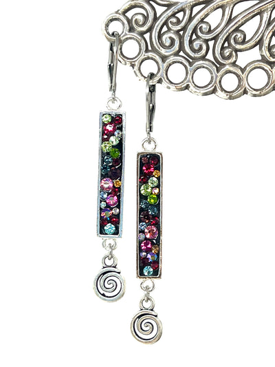 Handmade Long Swarovski Crystal Colorful Earrings