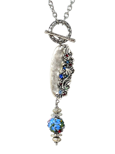 Floral Lampwork Crystal Necklace Pendant