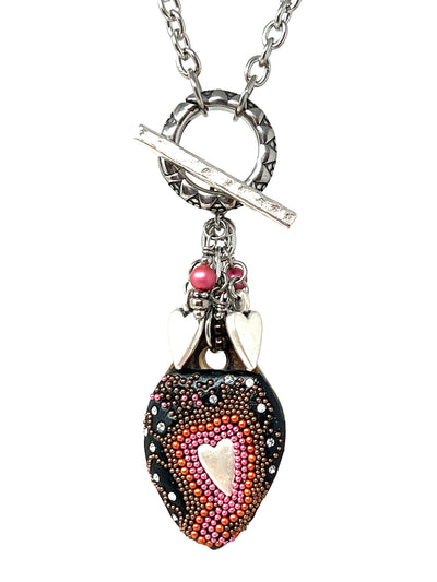 Porcelain Mosaic Heart Necklace Pendant