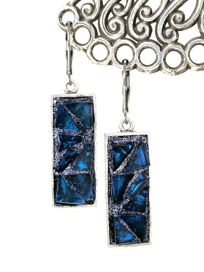 Shimmer Deep Blue Glass Earrings