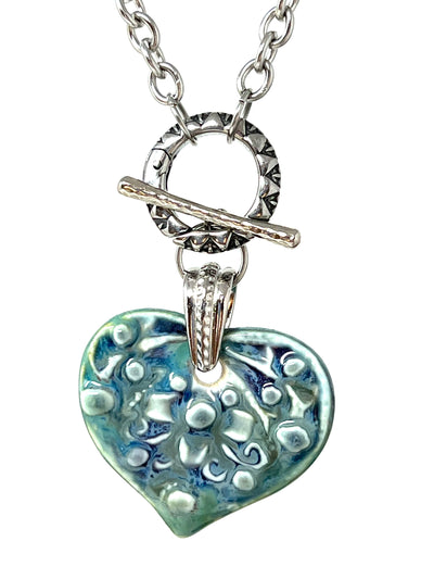 Handmade Porcelain Heart Pendant Necklace
