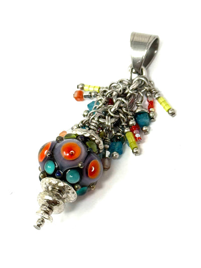Handmade Lampwork Glass Beaded Pendant Necklace #6994D