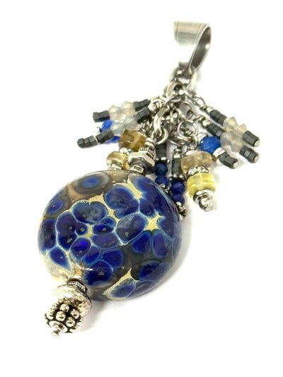 Handmade Blown Glass Beaded Pendant #7031D