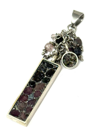 Tourmaline multi-color gemstones in a bezel setting mosaic print.