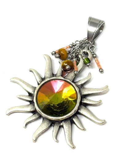 Handmade Deep Blue Opal Sun Glass Beaded Pendant features a striking design, making it ideal for daily wear and a great way to showcase your personal style.