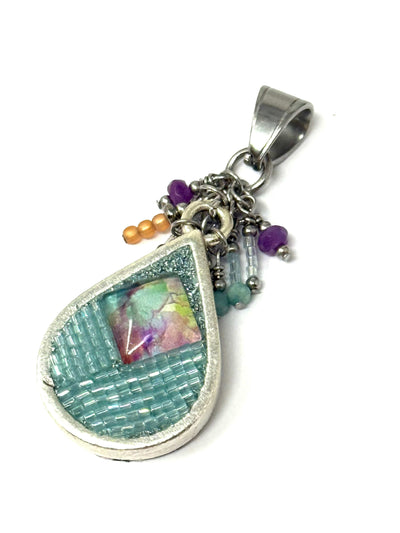 Handmade Pastel Shimmer Seed Bead Pendant #8293D with vibrant colors and unique design, perfect for daily wear.