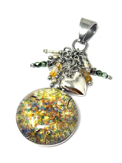 Handmade Golden Opal Heart Beaded Pendant features a striking design, making it ideal for daily wear and a great way to showcase your personal style.