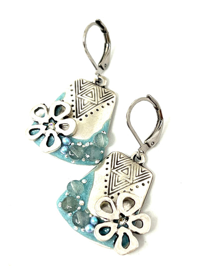 Handmade Moonstone Crystal Floral Earrings