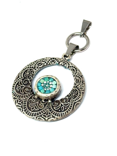 Reversible Double-Sided Turquoise Gemstone Pendant with Interchangeable Design. Wear it two ways.