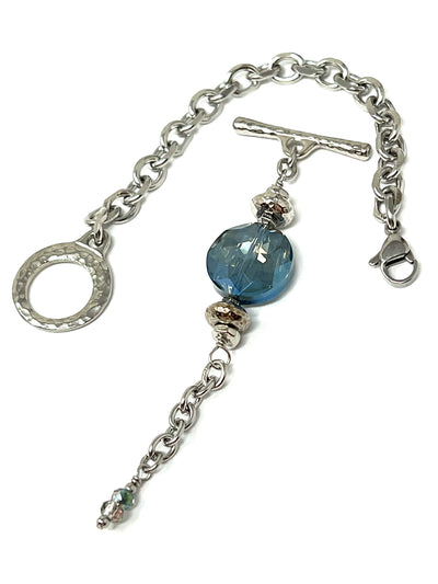 Blue Austrian Crystal Interchangeable Beaded Dangle Bracelet Pendant #3411BC