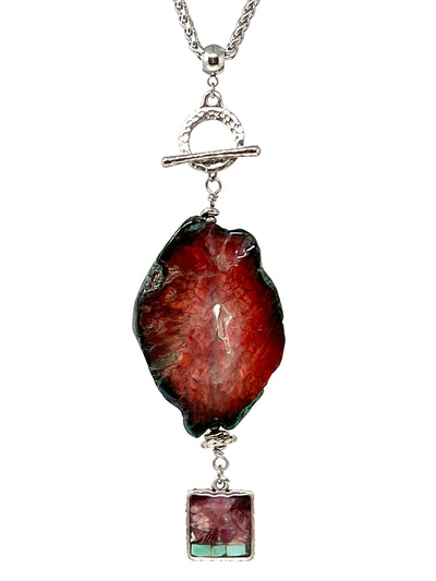 Chunky Sliced Agate Interchangeable Pendant Necklace #5463D
