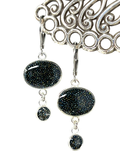 Handmade Dangly Black Tiny Pearl Earrings #2295E