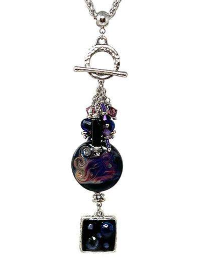 Handmade Lampwork Glass Beaded Dangle Necklace Pendant #5494D