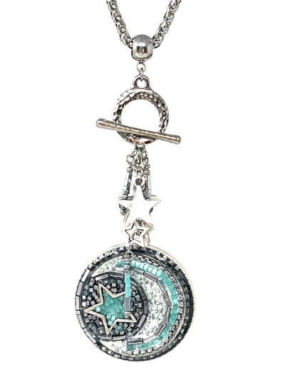 Mosaic Moon and Star Beaded Pendant #5539D
