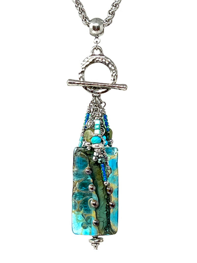 Handmade Interchangeable Lampwork Glass Beaded Cluster Pendant Necklace #5549D