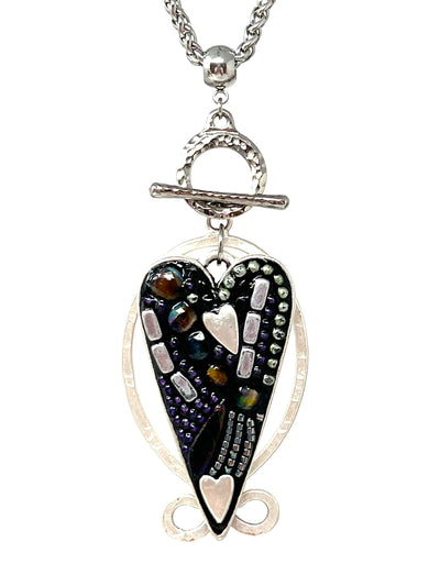 Beautiful Handmade Mosaic Heart Beaded Necklace #5557D