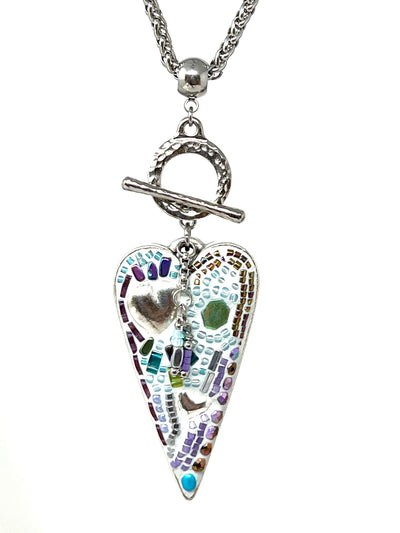 Beautiful Handmade Mosaic Heart Beaded Necklace #5558D