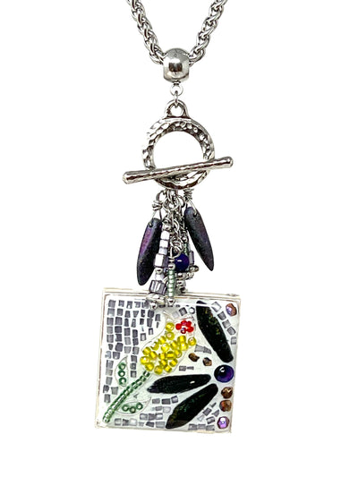 Handmade Tulip Mosaic Beaded Necklace Pendant #5568D