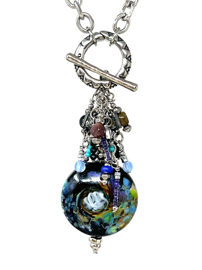 Handmade Lampwork Glass Beaded Cluster Pendant Necklace #5621D