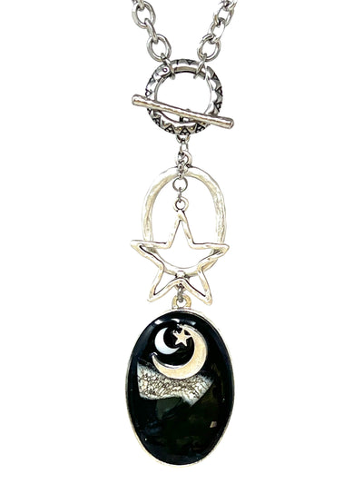 Handmade Interchangeable Moon and Star Beaded Pendant Necklace #5618D