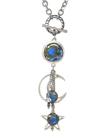 Interchangeable Czech Glass Moon and Star Handmade Beaded Pendant Necklace
