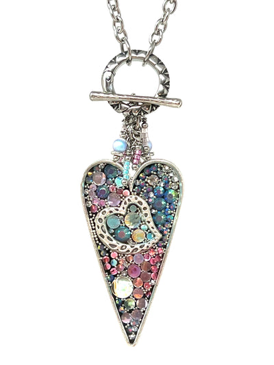 Austrian Crystal Heart Beaded Pendant Necklace