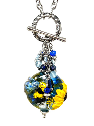 Bumble Bee Lampwork Glass Interchangeable Pendant Necklace