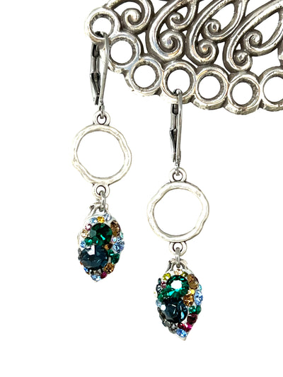 Handmade Israeli Jewelry. Swarovski Crystal Earrings. Square Faceted Lever  Back Earrings. Gift for Her 
