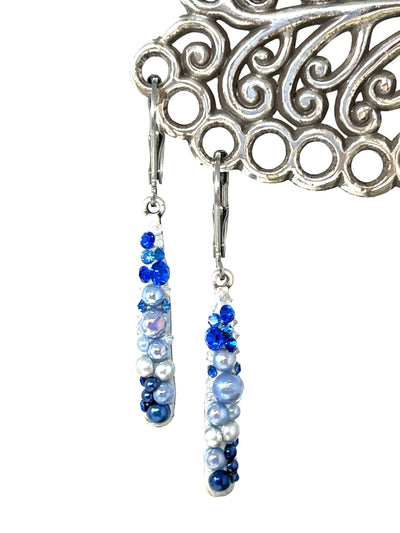 Blue Swarovski Pearl and Crystal Earrings
