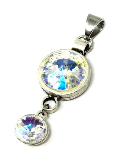Handmade Austrian Crystal Pendant #8249D with sparkling crystals in elegant silver setting.