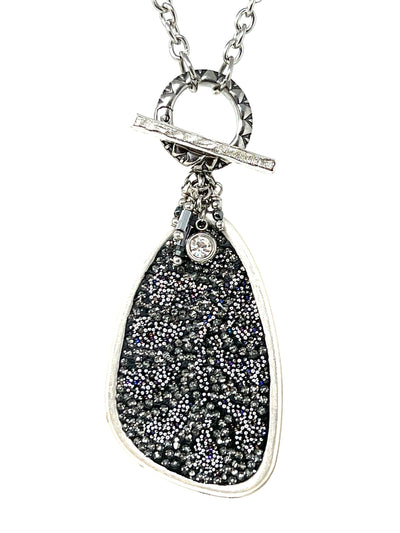 Mosaic Tiny Pearl and Crystal Bead Dangle Pendant