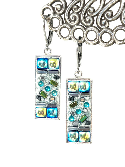 Square Glass Colorful Earrings