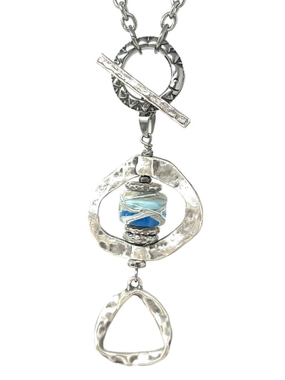 Interchangeable Blue Lampwork Glass Beaded Necklace