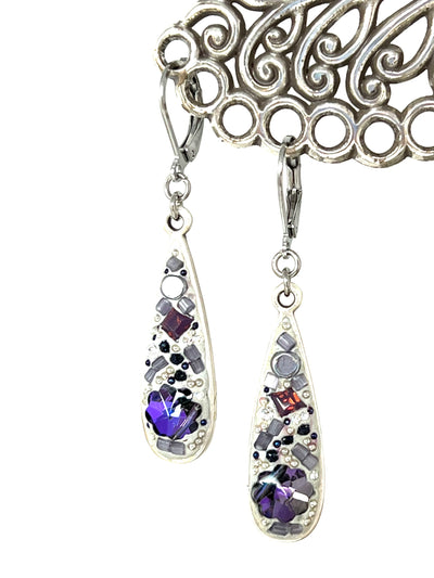 Mosaic Purple Swarovski Crystal Earrings