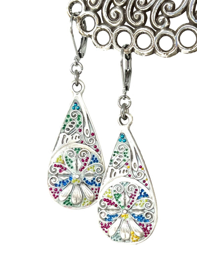 Handmade Tiny Pearl Mosaic Earrings