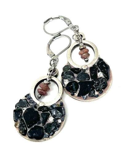 Black Tourmaline Gemstone Earrings