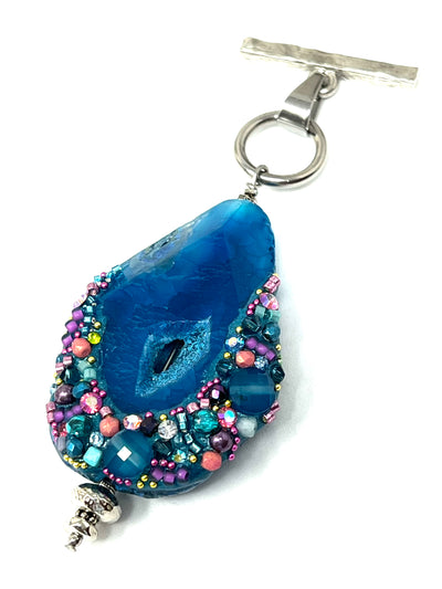 Handmade Interchangeable Blue Agate Beaded Pendant