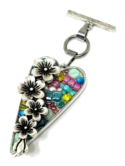 Handmade Interchangeable Floral Multi-Color Heart Pendant