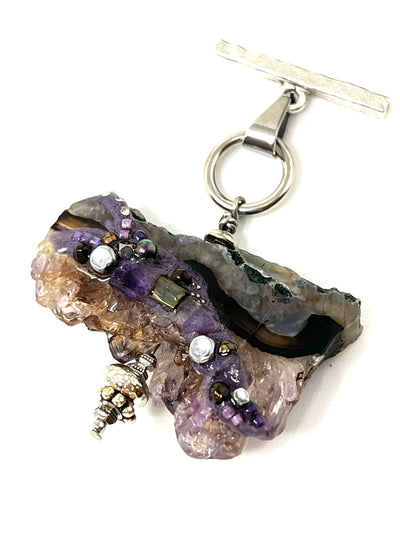 Handmade Interchangeable Jewelry — Purple Druzy Quartz Pendant