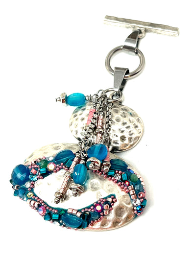 Handmade Interchangeable Jewelry — Blue Agate Seed Bead Pendant