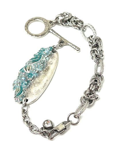 Handmade Interchangeable Bracelet — Floral Crystal Pendant