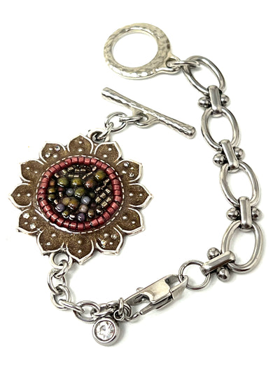 Handmade Interchangeable Fall Floral Beaded Bracelet