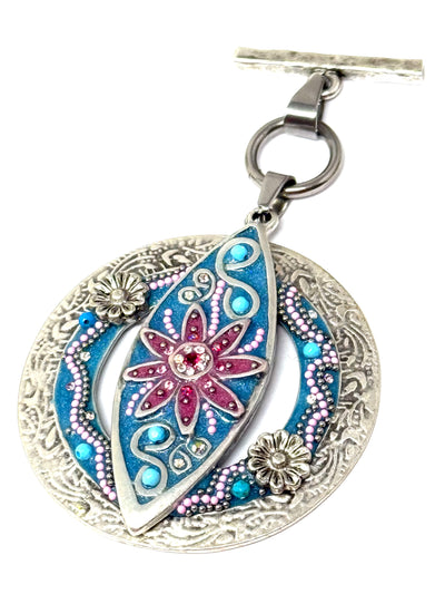 Chunky Floral Daisy Filigree Hand-Beaded Pendant Necklace