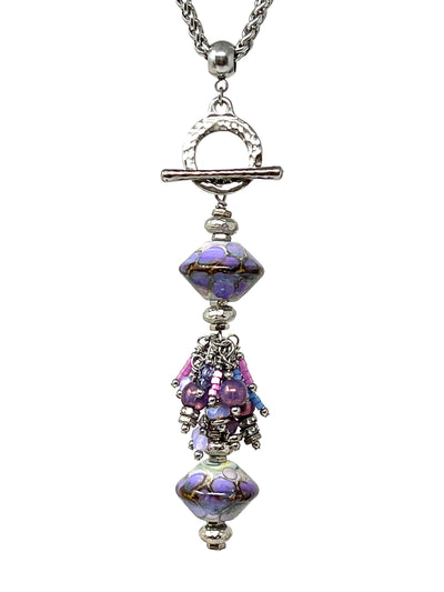 Lampwork Glass Beaded Dangle Pendant Necklace #5303D