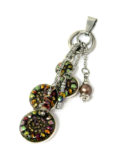 Pretty Kitty Moon and Star Chunky Beaded Dangle Pendant #5339D