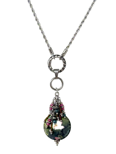 Handmade Lampwork Glass Beaded Necklace Pendant #5368D
