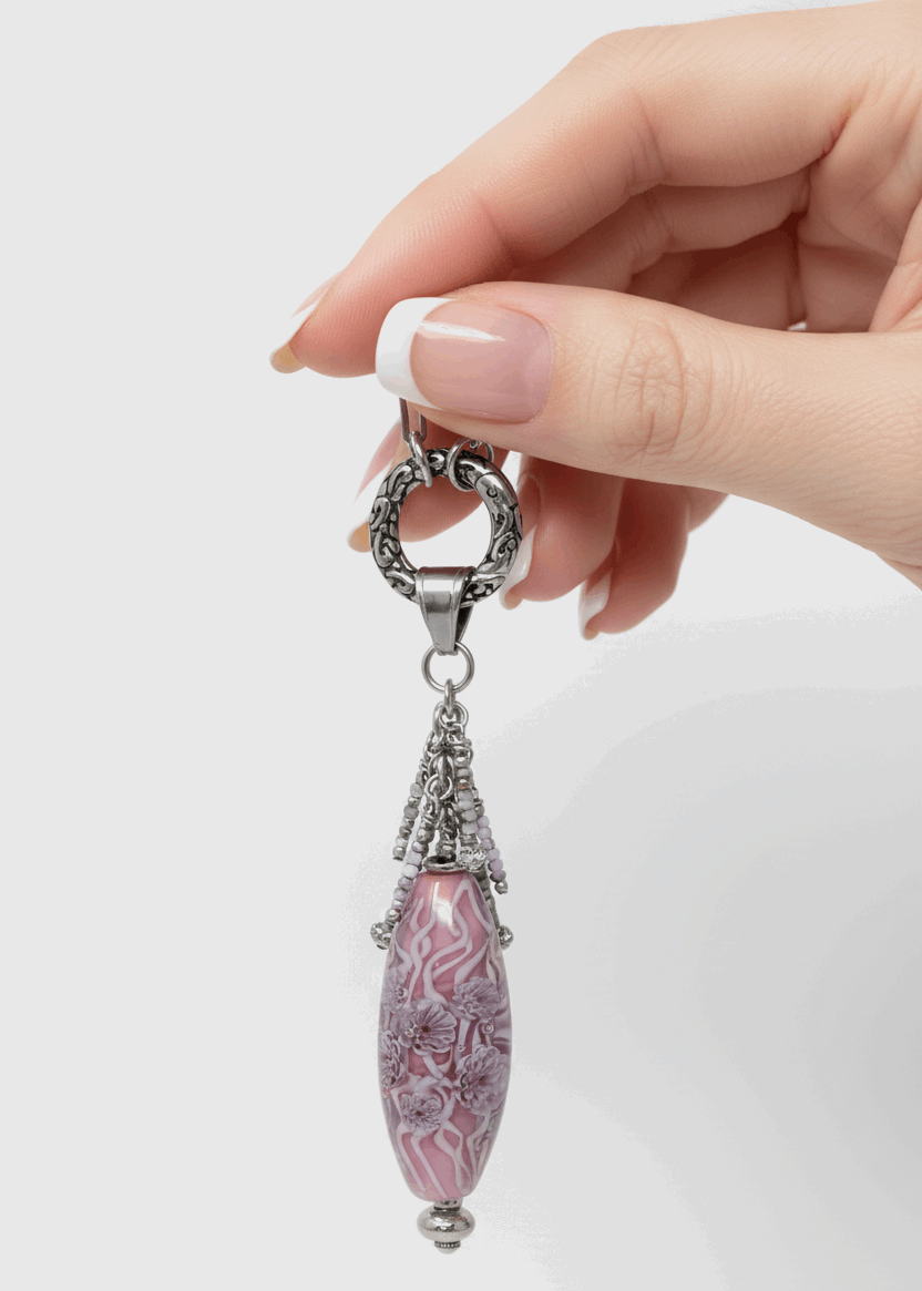 Reversible Lampwork Floral Pendant | Tarnish-Resistant | USA